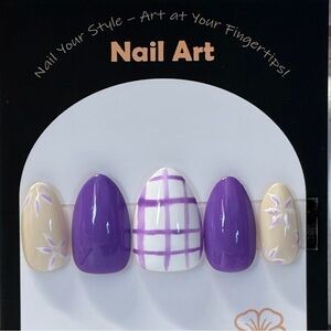 Purple and Cream Nail Art Set